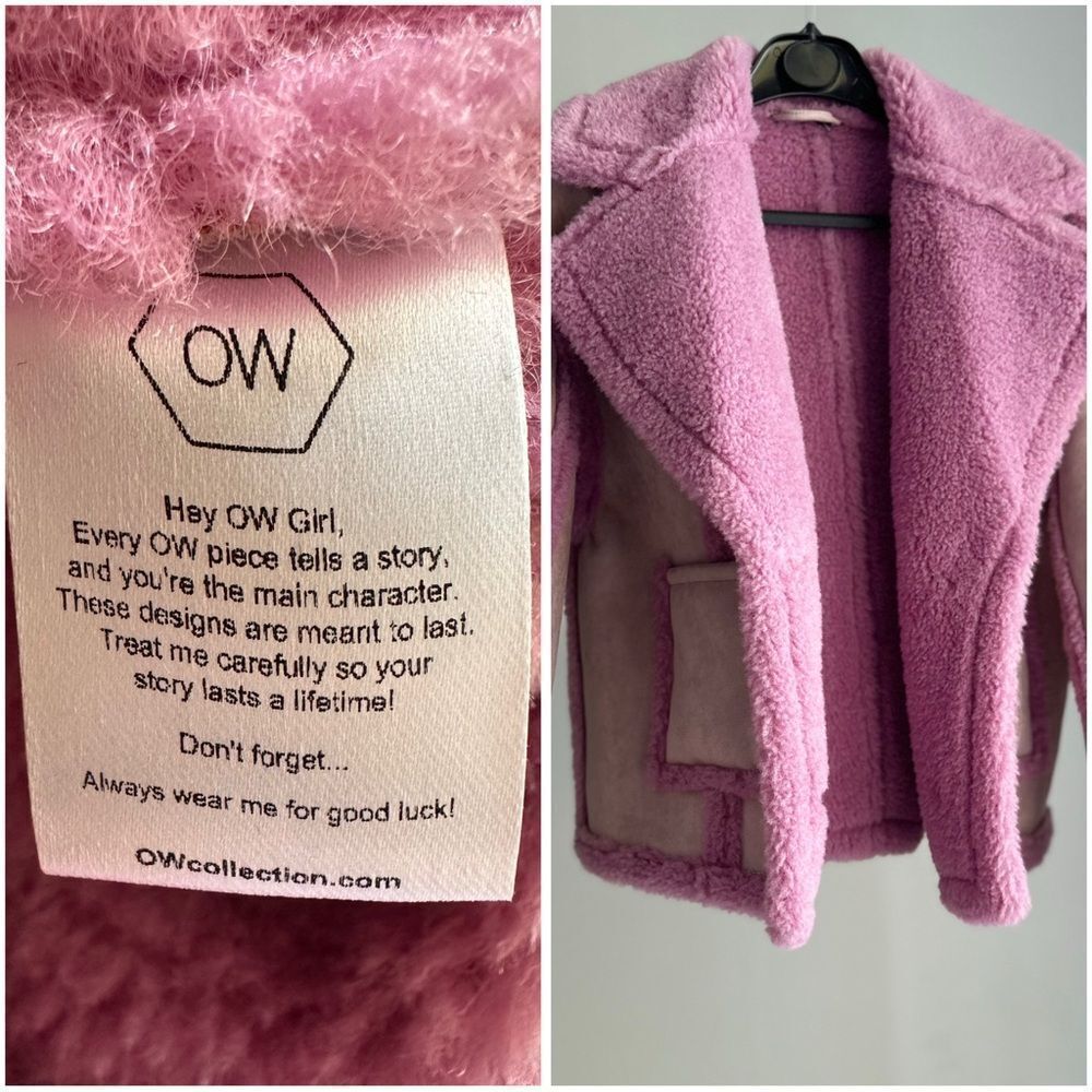 Revolve Berlin OW Collection Faux Shearling Pink Pastel Jacket Large - Picture 7 of 12